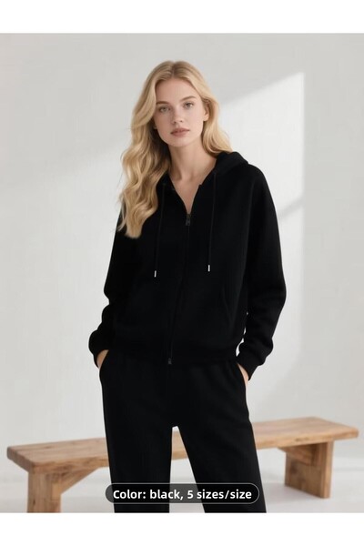 FAVORİST طقم كارديجان وبنطلون رياضي ناعم بسحاب