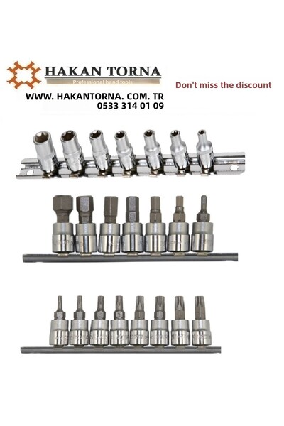HakanTorna طقم مفكات HT-Rico 1/4 E مع مجموعة رؤوس ألن وتوركس 22 قطعة