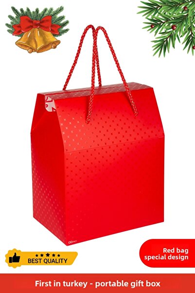 OGTWO Коледна подаръчна кутия и торбичка - Специална новогодишна подаръчна торбичка - Голяма подаръчна опаковка в червено