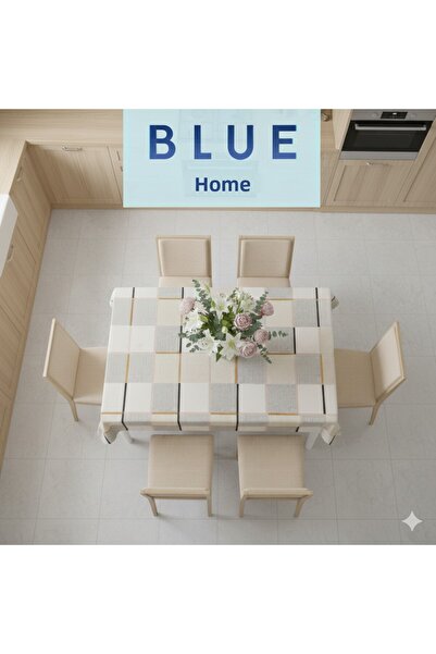 Blue Home 🆕 Fiesta Lux Pvc Fiber Tablecloth - Waterproof Modern Pattern Kitchen and Dining Table Cover.
