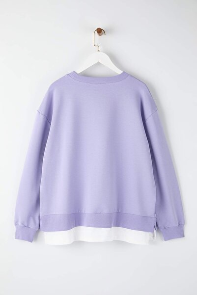 Trendyol Curve Lila Alttan T-Shirt Look Thin Knitted Plus Size Sweatshirt Tbbaw23Ao00023