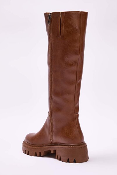 TRENDYOL SHOES Cizme de damă cu fermoar cu talpă groasă caramel TAKAW25CZ00005