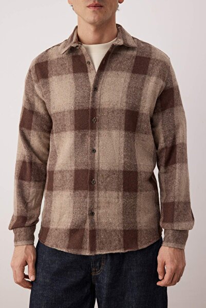 Trendyol Collection Brown Regular Men's Shirt Tmnaw26Go00037