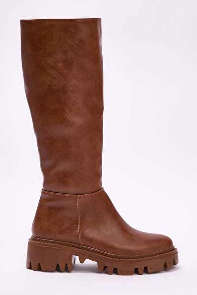 TRENDYOL SHOES Cizme de damă cu fermoar cu talpă groasă caramel TAKAW25CZ00005