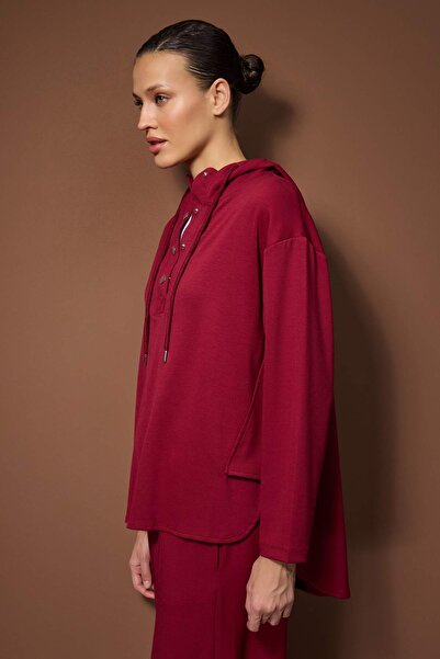 Trendyol Modest Dark Burgundy Relaxed Silky Interlock Plain Knitted Tctaw26En00005