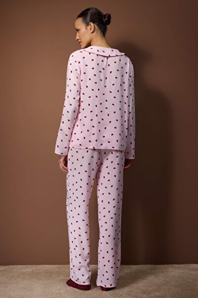 Trendyol Collection Pink Striped Shally Woven Pajama Set Thmaw26Pt00106