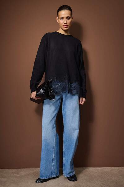 Trendyol Modest Black Plain Single Plate Knitwear Tctaw26Ak00019