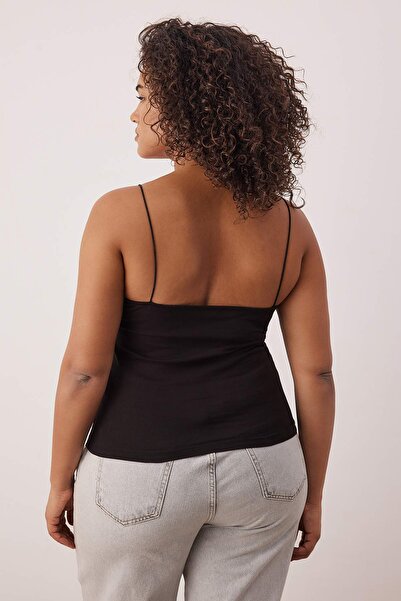 Trendyol Curve Μαύρο-Μαύρο Πακέτο 2 Μεγάλου Μεγέθους Αθλητικό Μπλουζάκι TBBSS25CV00018