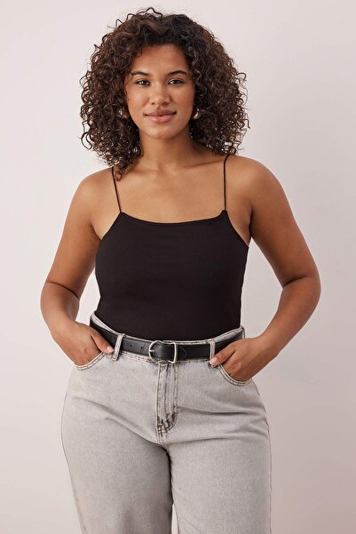 Trendyol Curve Μαύρο-Μαύρο Πακέτο 2 Μεγάλου Μεγέθους Αθλητικό Μπλουζάκι TBBSS25CV00018