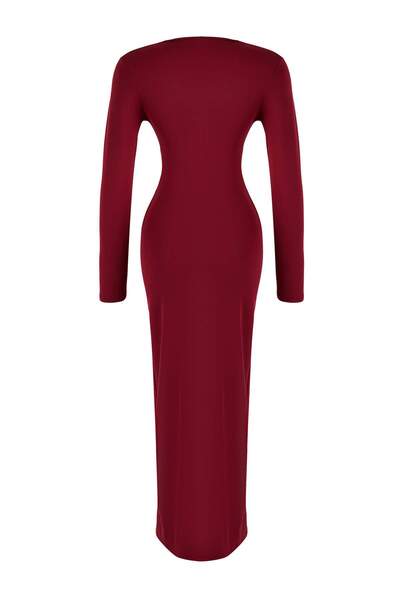 Trendyol Collection Burgundy Bodycon Knitted Stylish Maxi Evening Dress Night Graduation Dress Tpraw26Ae00015