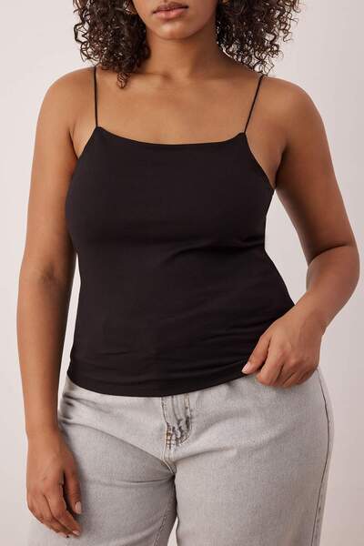 Trendyol Curve Μαύρο-Μαύρο Πακέτο 2 Μεγάλου Μεγέθους Αθλητικό Μπλουζάκι TBBSS25CV00018