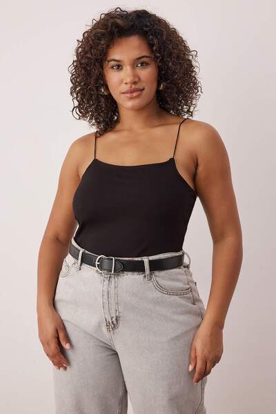 Trendyol Curve Μαύρο-Μαύρο Πακέτο 2 Μεγάλου Μεγέθους Αθλητικό Μπλουζάκι TBBSS25CV00018