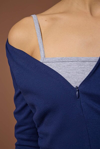 Trendyol Collection Navy Blue Knitted Blouse Twoaw26Bz00031