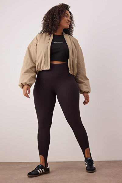 Trendyol Curve Black Brushed Soft Fabric Fuzo Full Length Yoga Knitted Sports Leggings Tbbaw26Bv00006