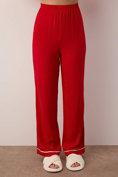 Trendyol Collection Burgundy Viscose Plain Shally Woven Pajama Set Thmaw25Pt00179