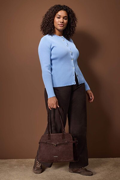 Trendyol Curve Blue Special Yarn F Corded Fabric Knitwear Cardigan Tbbaw26Av00052