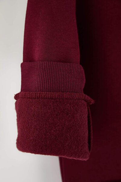 TRENDYOLKIDS Burgundy Embroidered Knitted Sweatshirt Tkdaw26Sw00026