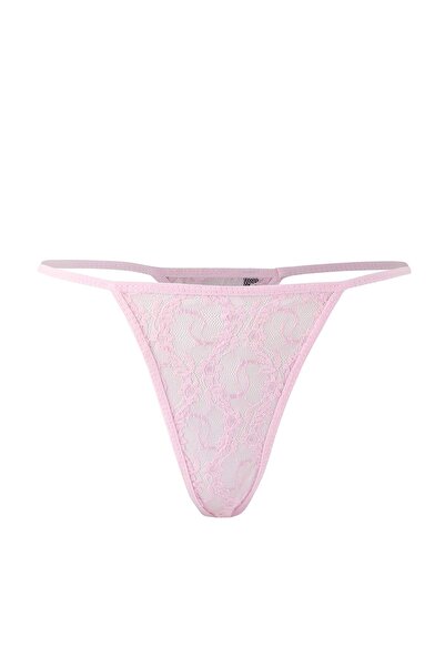 Trendyol Collection Pink Lace Trimmed Lace-Like Knit Cupless Babydoll Thmss25Cy00004