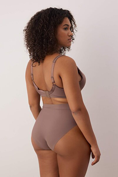 Trendyol Curve Brown Micro Plus Size Lingerie Set Tbbaw26Dg00006