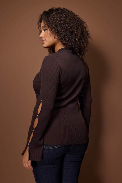 Trendyol Curve Brown Bodycon Slim Knit Blouse Tbbaw24Af00021
