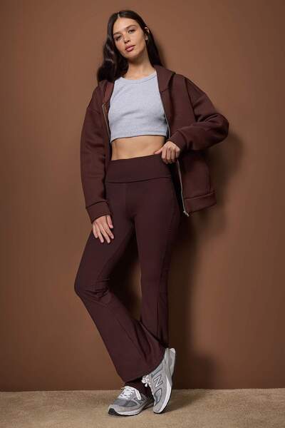 Trendyol Collection Brown Brushed Scuba Leggings Sports Leggings Thmaw26Ty00001