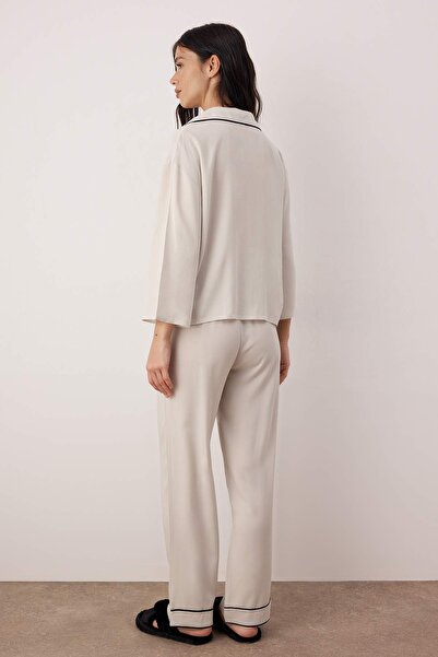 Trendyol Collection Gray Viscose Plain Shally Woven Pajama Set Thmaw21Pt0292