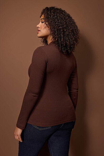 Trendyol Curve Brown Camisole Knitted Plus Size Blouse