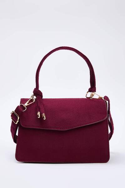 TRENDYOL SHOES Pflaumenbraune Wildleder-Umhängetasche Mini/Kleine City-Schultertasche TAKSS25OC00007