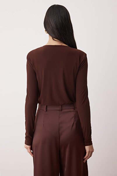 Trendyol Collection Brown Straight Double-Breasted Long Knitted Sandy Body Tpraw26Bd00029