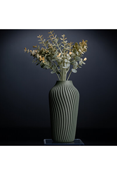 Homentum Palma | Vază decorativă înaltă cu linii verticale și finisaj mat