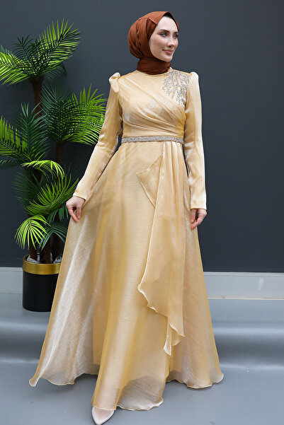 giz astore Eliza Tesettür Abiye Gold