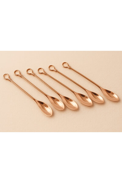 esdekor 6-Piece Rose Metal Teaspoon Set with Perforated Handle, Stylish Hospi...