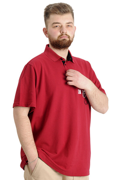 ModeXL Mode Xl Large Size Men's T-shirt Polo Piece Summer 23331 Claret Red