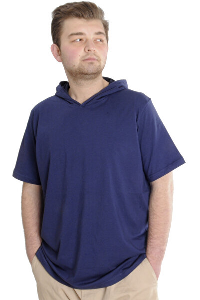ModeXL Mode Xl Large Size Men's T-shirt Hooded Short Sleeve 23118 Indigo