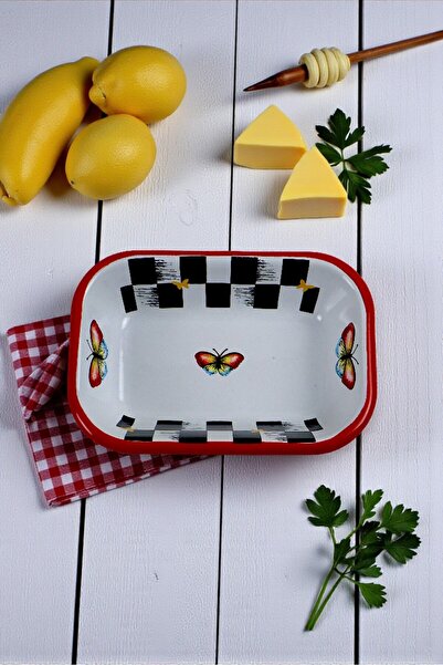 İnci Emaye No. 13 Enameled Square Plate Appetizer Breakfast Camping Picnic