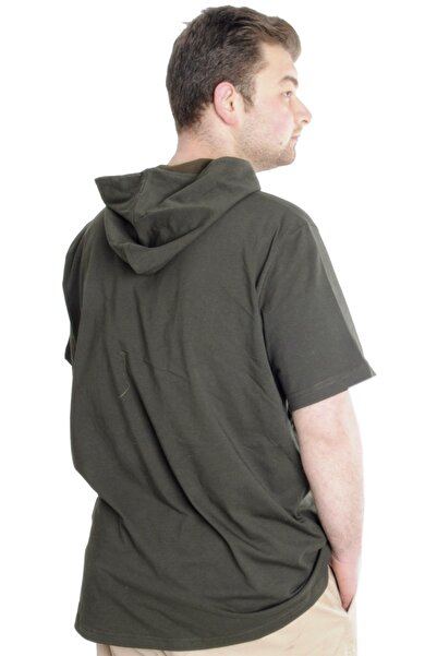 ModeXL Mode Xl Large Size Men's T-shirt Hooded Short Sleeve 23118 Khaki