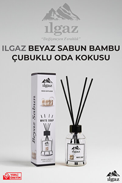 ILGAZ Beyaz Sabun Çubuklu Oda Kokusu 110 Ml White Soap Parfum Ferahlatıcı Ort...