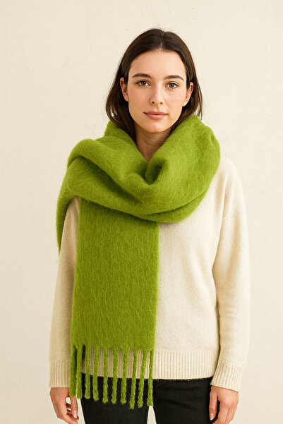 Bermody Γυναικείο κασκόλ με μαλακή υφή Puffy Green Σάλι ώμου 50 x 190 cm