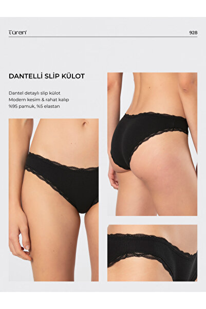 TÜREN 928 Γυναικεία εσώρουχα μπικίνι με δαντέλα από λύκρα, συσκευασία 2 τεμαχίων
