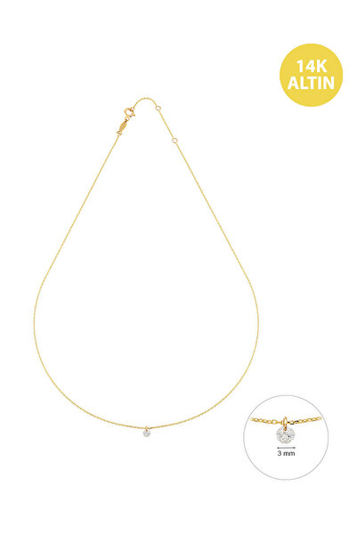 KURSHUNI Shining Dot (Tekli), 14 Ayar Altın Kolye