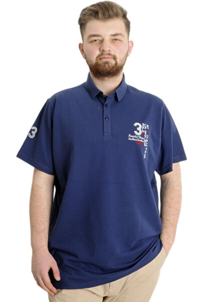 ModeXL Mode Xl Великий розмір Чоловіча футболка Polo Captıan 23338 Індіго
