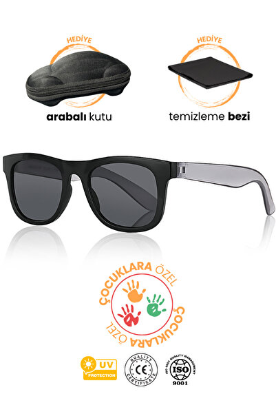 Kinary Unisex Children's Sunglasses Black Frame Smoked Handle 4001