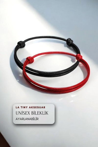 LA TINY AKSESUAR مجموعة من سوارين قابلة للتعديل للجنسين - مصنوعة يدويًا، بتصميم بسيط