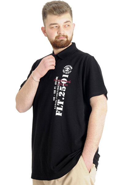 ModeXL Ανδρικό μπλουζάκι Mode Xl Plus Size Polo Piece Flt 23329 Μαύρο