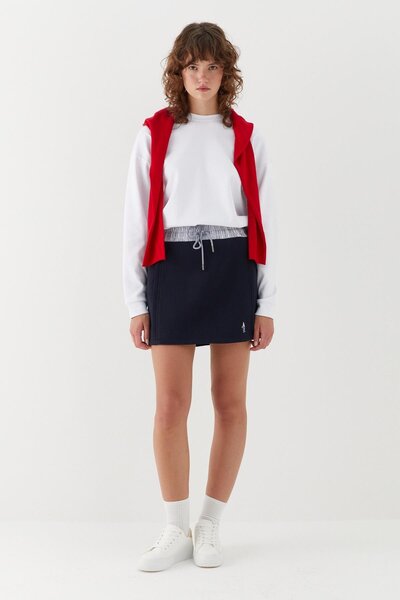 MARKALİSTE Striped Waist Lace-Up Mini Skirt Navy Blue