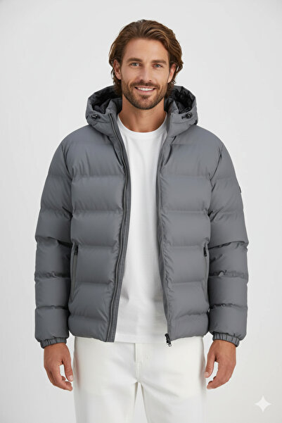 Jack & Jones Jack Jones Element Pu Puffer Gray Inflatable Men's Coat Jacket 12279239