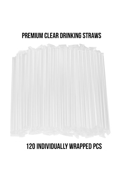 SUPPLIER 120 Transparent Plastic Straws of 210mm | Individually Wrapped for Hygienic Use | Ideal for