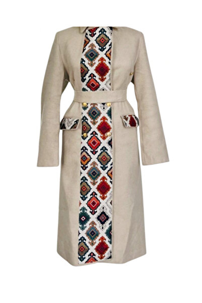 MDY-marketplace Wool coat with digital print pattern