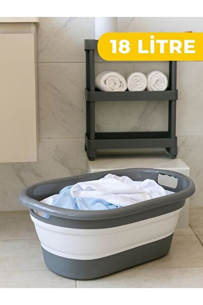 prokitchen 18 Litre Katlanır Akordeon Çamaşır Sepeti - Çok Amaçlı Düzenleyici