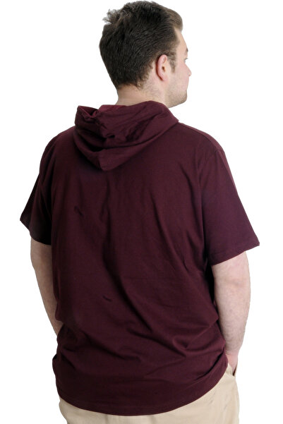 ModeXL Mode Xl Large Size Men's T-shirt Hooded Short Sleeve 23118 Plum